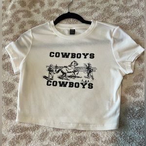 White cropped cowboy t-shirt